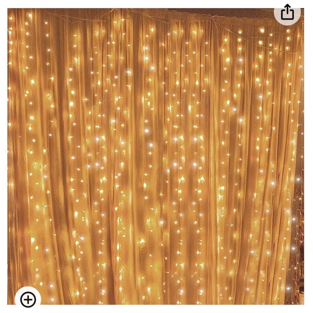 Twinkle Star 300 LED Window Curtain String Lights Indoor Outdoor Warm White